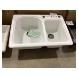 25" x 18" Drop-in Double Sink in White