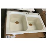 33" x 22" Bisque Dual Mount Double Bowl Sink