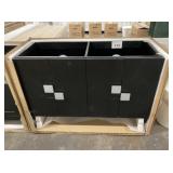 47" Black Double Bowl Vanity Base