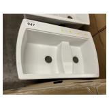 34" White Composite Double-Bowl Sink