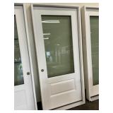 36" x 80" RH Fiberglass Mid-View Exterior Door