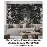 Dark Forest Fern Mushroom Zodiac Mural