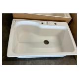 33" x 22" White Dual Mount Single Bowl Sink