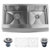36" x 21" Double Bowl Farmhouse Kitchen Sink