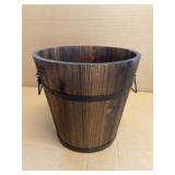 12" Dark Flame Wood Bucket Planter x2