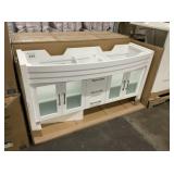 61" White Double Bowl Vanity Base
