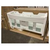 61" White Double Bowl Vanity Base