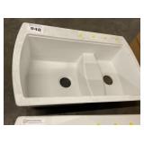 34" White Composite Double-Bowl Sink