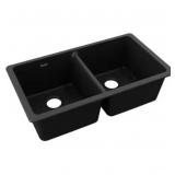 Quartz Classic 33" Undermount Dbl Bowl SInk-Black
