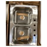 33" x 22" Drop-In Stainless Steel Dbl Bowl Sink