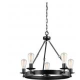 120"DIA 5-Light Chandelier in Black Finish