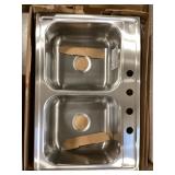 33" x 22" Drop-In Stainless Steel Dbl Bowl Sink