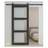 RTA 36" x 84" 3-Panel Barn Door in Black with Kit
