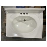 25" Cultured Marble Vanity Top in White