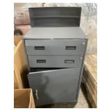 23"W Stationary Metal Storage Cart in Gray