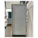 36" x 80" 6-Panel RH Steel Exterior Door in White