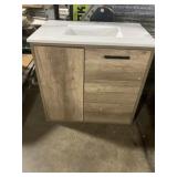 30" x 19" Natural Oak Vanity with Single Sink Top