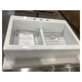34" Double Bowl Drop-in Fireclay Farmhouse Sink
