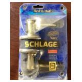 Schlage LH Bed & Bath Brass Door Lever x3