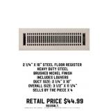 2-1/4" x 10" Steel Floor Register x4