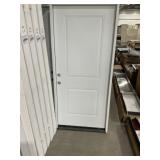 36" x 80" RH 2-Panel Steel Exterior Door in White