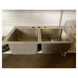 33"L Double Bowl Stainless Steel Sink