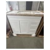 36" Vanity in White with Single Sink Top