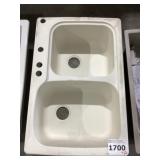 33" x 22" Composite Double Bowl Sink in Bone
