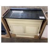 37' White Vanity With Black Vessel Sink Top
