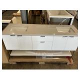 72' White Vanity With Gray Top