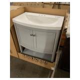 30' Gray Vanity w/ White Sink Top