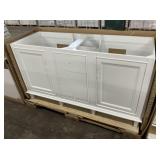 59' White Double Bowl Vanity Base