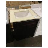 25' Dark Brown Vanity w/ Cream Sink Top