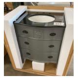 32' Gray Vanity With Black Single Sink Top
