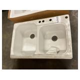 33' x 22' x 9' White Dual Mount Double Bowl Sink