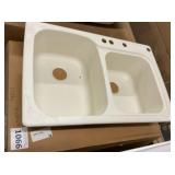33' x 22' Bisque Dual Mount Double Bowl Sink