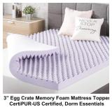 Queen 3' Egg Crate Memory Foam Mattress Topper