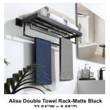 Alise Matte Black Double Towel Rack