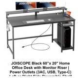60' x 20' Black Desk with Power Station & Shelf