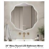 24' Wavy Round LED Bath Mirror