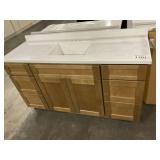 61' Light Brown Vanity w/ White Sink Top