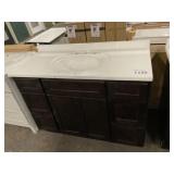 49' Dark Brown Vanity w/ Cream Sink Top