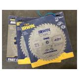 Irwin 7 1/4' 40T Saw Blades x3