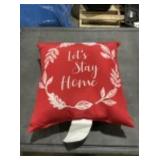 16'L Red & White 'Let's Stay Home' Pillow x 2