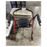 Assembled Steel Foldable Walker in Red