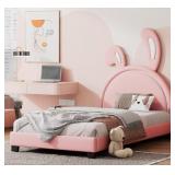 Full Platform Bed in Pink and White