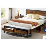Full Platform Bed with Storage in Brown