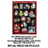 3D Christmas Name Tags x5