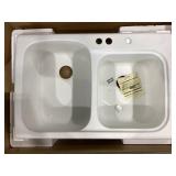 33' x 22' Double Bowl Composite Sink in White