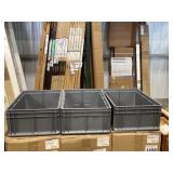 23.5' x 16' Heavy-Duty Stackable Gray Tote x 4